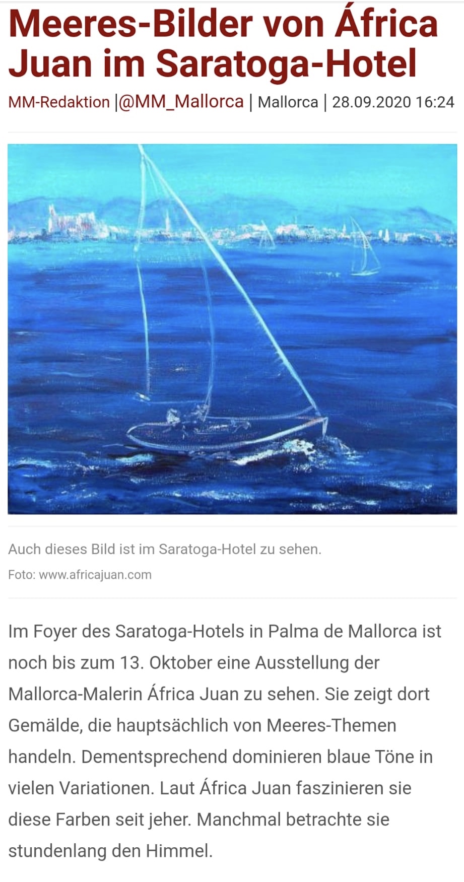 On Mallorca Magazin (German Press) in September 2020