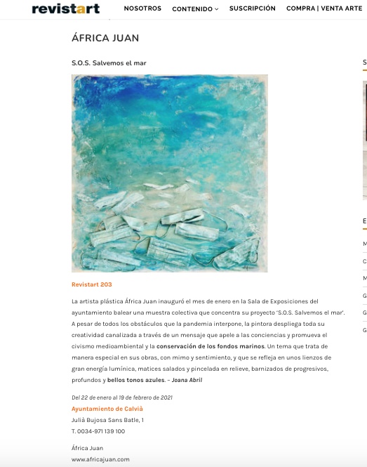 S.O.S. Salvemos el mar (S.O.S. Save the sea) in Revistart magazine